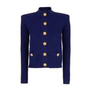 Geknoopt Vichy Gebreid Vest Sweaters Balmain , Blue , Dames