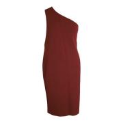 Rust One Shoulder Jurk Viscose Bottega Veneta , Red , Dames