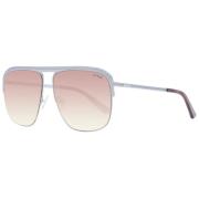 Gunmetal Aviator Zonnebril met Bruine Lenzen Guess , Gray , Unisex