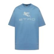 T-shirt met bedrukt logo Etro , Blue , Heren