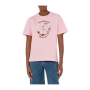 Roze Bedrukt T-shirt met Korte Mouwen Moschino , Pink , Dames