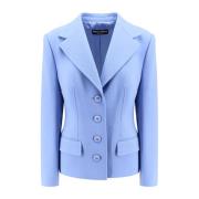 Blauwe Wollen Blazer met DG Knopen Dolce & Gabbana , Blue , Dames