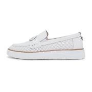 Casual leren platformloafers - Wit Cesare Gaspari , White , Dames