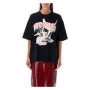 Zwart Grafisch Print T-Shirt Dameskleding Msgm , Black , Dames