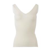 Geribbelde Tanktop Beige Crush , White , Dames