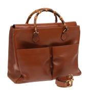 Pre-owned Leather handbags Gucci Vintage , Brown , Dames