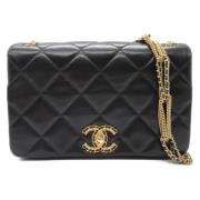 Pre-owned Leather shoulder-bags Chanel Vintage , Black , Dames