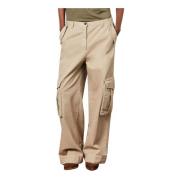 Cargo Broek Wijde Pijpen Katoen Italië Massimo Alba , Beige , Dames