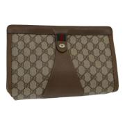 Pre-owned Leather clutches Gucci Vintage , Beige , Dames