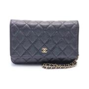 Pre-owned Leather chanel-bags Chanel Vintage , Blue , Dames