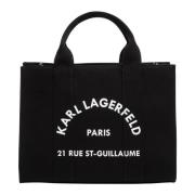 Gestreepte Tote tas met verstelbare band Karl Lagerfeld , Black , Dame...