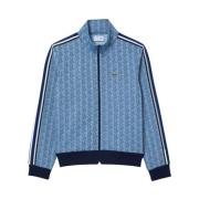 Monogram Rits Sweater Blauw Jacquard Lacoste , Blue , Heren