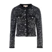 Zwarte Sequin Snap Jas Michael Kors , Black , Dames