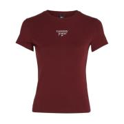 Basis Rood T-shirt, Ronde Hals, Korte Mouwen Tommy Jeans , Red , Dames