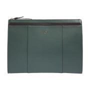 Groene leren clutch voor vrouwen Piquadro , Green , Dames