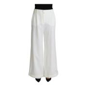 Wijde Pijp Wollen Broek Dolce & Gabbana , White , Dames