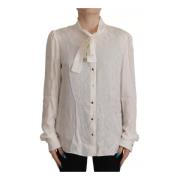 Zijden Ascot Kraag Blouse Top Dolce & Gabbana , White , Dames