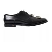 Kristalversierde Formele Leren Schoenen Dolce & Gabbana , Black , Dame...