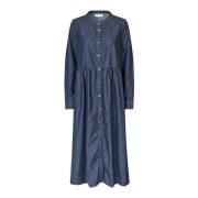 Blauwe Maxi Jurk met Lange Mouwen Lollys Laundry , Blue , Dames