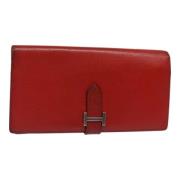 Pre-owned Leather wallets Hermès Vintage , Red , Dames