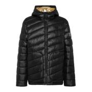 Zwarte Oversized Bomberjack met Capuchon Plein Sport , Black , Heren