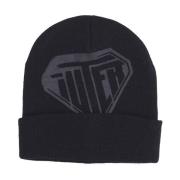 Zwarte Stencil Beanie Hoed Iuter , Black , Heren