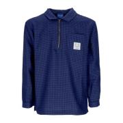 Anorak Shirt Blauw/Zwart met Halve Rits Usual , Blue , Heren