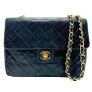 Pre-owned Leather chanel-bags Chanel Vintage , Blue , Dames