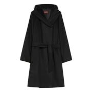 Zwarte wollen wikkeljas met capuchon Max Mara Studio , Black , Dames