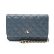 Pre-owned Leather chanel-bags Chanel Vintage , Blue , Dames