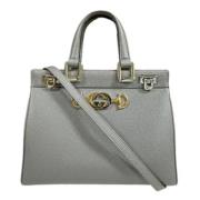 Pre-owned Leather gucci-bags Gucci Vintage , Gray , Dames