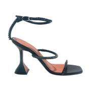 Zwarte Leren Sandalen Amina Muaddi , Black , Dames