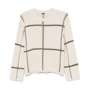 Grid Crew Neck Longsleeve Top Joseph , Beige , Dames