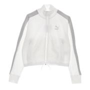 Witte Cropped Turtleneck Sweatshirt Track Jacket Puma , White , Dames