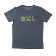 Navy Logo T-shirt voor mannen Fjällräven , Blue , Heren