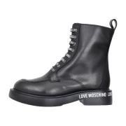 Zwarte Logo Print High-Top Laarzen Love Moschino , Black , Dames