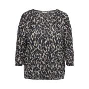 Leopard Print Taupe Gray Top Only Carmakoma , Multicolor , Dames