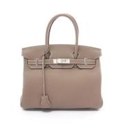 Pre-owned Leather handbags Hermès Vintage , Gray , Dames