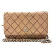 Pre-owned Leather chanel-bags Chanel Vintage , Beige , Dames