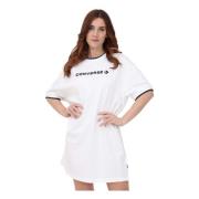 Wordmark T-shirt Jurk Converse , White , Dames