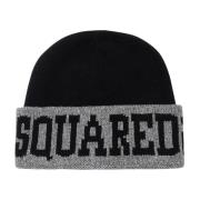 Zwarte hoeden met logo Berretto Dsquared2 , Black , Unisex