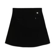 Zwarte A-Lijn Rok Geribbelde Taille Liu Jo , Black , Dames