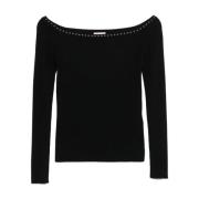 Zwarte Off-Shoulder Sweater met Rockstud-details Liu Jo , Black , Dame...