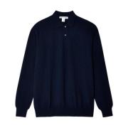 Navy Blue Geribbelde Gebreide Poloshirt Comme des Garçons , Blue , Her...