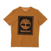 Stack Logo Tee Zwart Korte Mouw Timberland , Brown , Heren