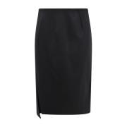 Zwarte wollen rok met zijrits Versace , Black , Dames