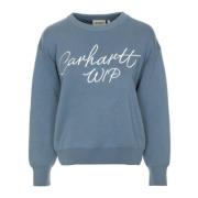 Signature Sweatshirt met Geborduurd Logo Carhartt Wip , Blue , Dames