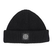 Gebreide Beanie Muts Stone Island , Black , Heren