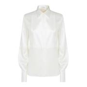 Zijden overhemd met parelmoerknopen Brunello Cucinelli , White , Dames