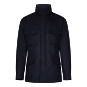 Blauwe Wol Kasjmier Field Jacket Boglioli , Blue , Heren